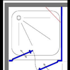 מקלחון פינתי 2 דלתות IN/OUT + קיר צד קבוע