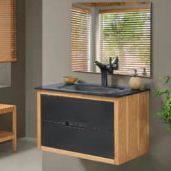 ארון אמבטיה תלוי אפוקסי שחור