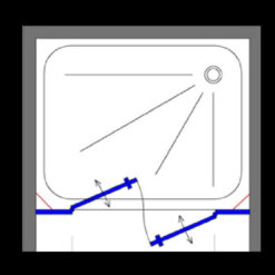 מקלחון חזית 2 דפנות קבועות + 2 דלתות IN/OUT