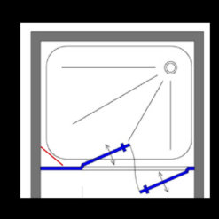 מקלחון חזית 2 דלתות IN/OUT + דופן קבוע