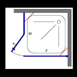 מקלחון פינתי קבוע ודלת + קיר צד קבוע