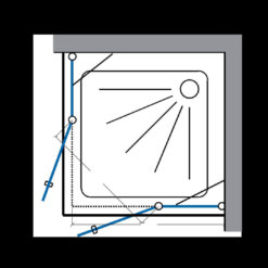מקלחון פינתי. 2 דלתות שתי דפנות קבועות