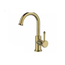 ברז ברבור ידית מעוצבת זהב מט מוברש