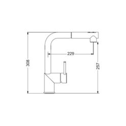 ברז מטבח חמת פיה ארוכה 304664 נשלף מידות
