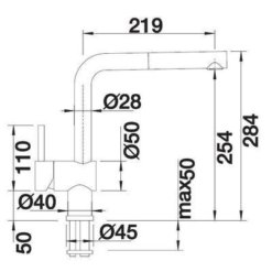 ברז מטבח נשלף לינוס בלנקו שרטוט