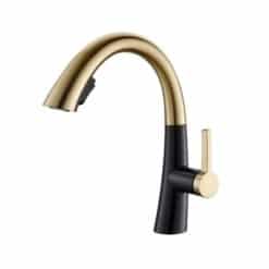ברז נמוך למטבח 1017 שחור מט בשילוב זהב