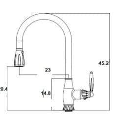 ברז מטבח נשלף שחור ברונזה ניקל - 1092 סגנון עתיק שרטוט