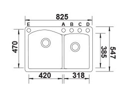 דיאמונד-1.75-שרטוט כיור בלנקו כפול מטבח דיאמונד 1.75