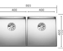 Claron400_400IF שרטוט כיור נירוסטה בלנקו למטבח