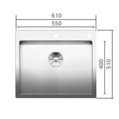 Claron500IF_A כיור נירוסטה למטבח בלנקו שרטוט