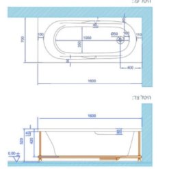 MTI-06 אמבטיה אקרילית שרטוט רוחב 70 אורך 160