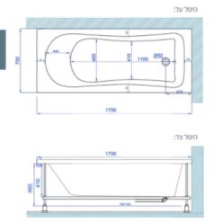 אמבטיה אקרילית שרטוט MTI-93 רוחב 70 אורך 170