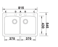 כיור בלנקו כפול מטבח דיאמונד 2.1 שרטוט