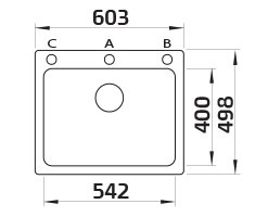 כיור בלנקו מטבח גרניט 60 סמ נאיה 6 שרטוט+