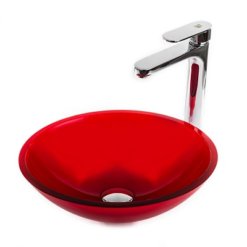 כיור זכוכית לאמבטיה אובלי 41 אדום