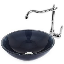 כיור זכוכית לאמבטיה אובלי 41 אפור