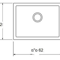 כיור מונח מלבני חרס 9846 שרטוט