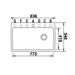 מידות כיור מטבח דיאמונד מקסי בלנקו גרניט
