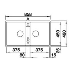 מידות כיור מטבח זיה 9 בלנקו גרניט