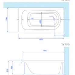 שרטוט MTI-113 אמבטיה אקרילית