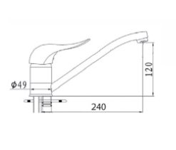 שרטוט ברז מטבח פרח פיה ארוכה מסתובבת