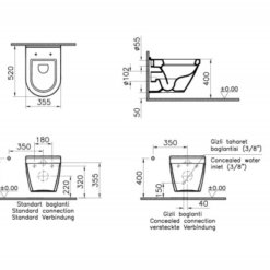 שרטוט אסלה תלויה ויטרה VITRA יבואן אל גל 52