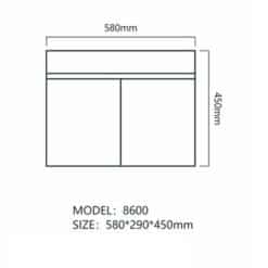 שרטוט ארון אמבטיה עומק 30 סמ צר רוחב 60 סמ תלוי דגם קנברה