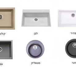 שוני כיורים למטבח לבן בהיר שחור אפור מטאליק קולוראדו