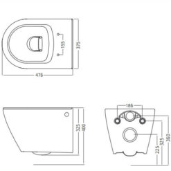שרטוט אסלה תלויה חרסה 48 376
