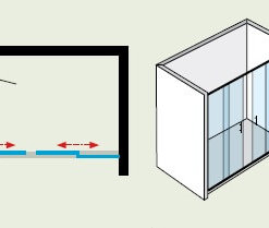 מידות מקלחון הזזה חזית 2 דלתות 135 עד 180