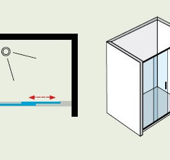 מידות מקלחון הזזה חזית - דלת אחת