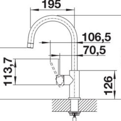 מידות ברז מטבח נשלף בלנקו דגם קנדור
