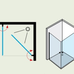 מידות מקלחון 80 על 80 - פינתי זכוכית כהה