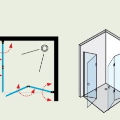 מידות מקלחון פינתי מתקפל - זכוכית שקופה כהה