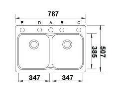 כיור בלנקו כפול למטבח ויז'ן 210 - מידות