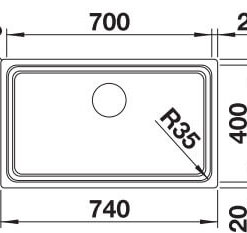 כיור נירוסטה למטבח בלנקו אנדאנו 700IF מידות