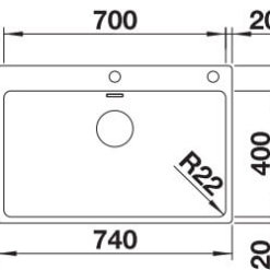 כיור נירוסטה למטבח בלנקו - אנדאנו 700IFA מידות