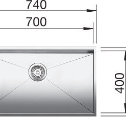 כיור נירוסטה למטבח בלנקו - זירוקס 700IFN מידות