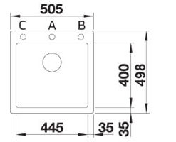 מידות כיור בלנקו למטבח פלאון 5 50 סמ