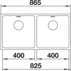 מידות כיור כפול למטבח בלנקו נירוסטה - אנדאנו 400400IF