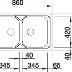 מידות כיור כפול למטבח בלנקו נירוסטה טיפו 8