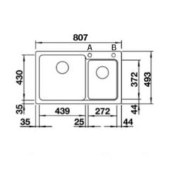 מידות כיור מטבח נאיה 8 בלנקו גרניט