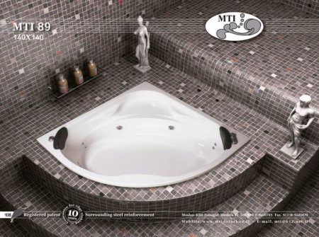 אמבטיה פינתית מידות 140 140 אקרילית MTI 89