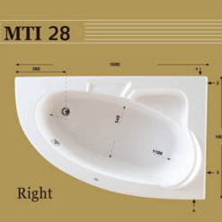 מידות אמבטיה פינתית 100 על 160 MTI-28