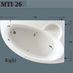 מידות אמבטיה פינתית 110 170 אקרילית MTI-26