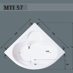 מידות אמבטיה פינתית 130 על 130 אקרילית MTI-57