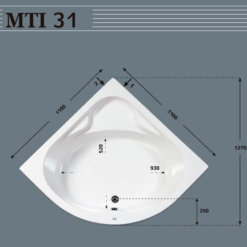 מידות אמבטיה פינתית מידות 110 על 110 אקרילית MTI-31
