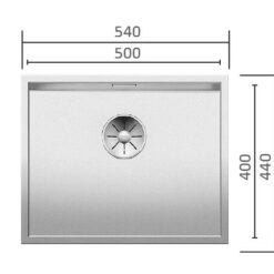 כיור נירוסטה זירוקס 500 Dark Steel בלנקו מידות