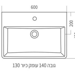 מידות כיור מונח לאמבטיה או כיור תלוי ניו יורק 60 - חרסה