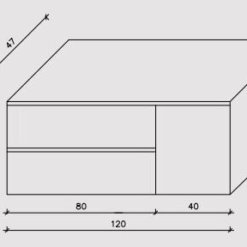 מידות ארון אמבטיה אמבין דגם ניס 120